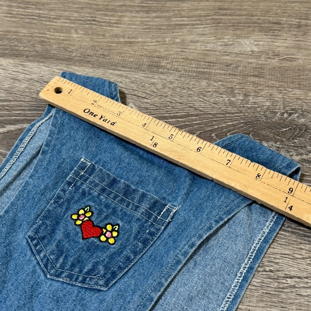 Vintage Sonoma Floral embroidered Blue Denim Kids girls Casual Dress pockets 6x - Picture 8 of 8